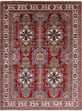 Red Super Kazak Hand Knotted Wool Rug - 8' 1" X 10' 1" - Golden Nile