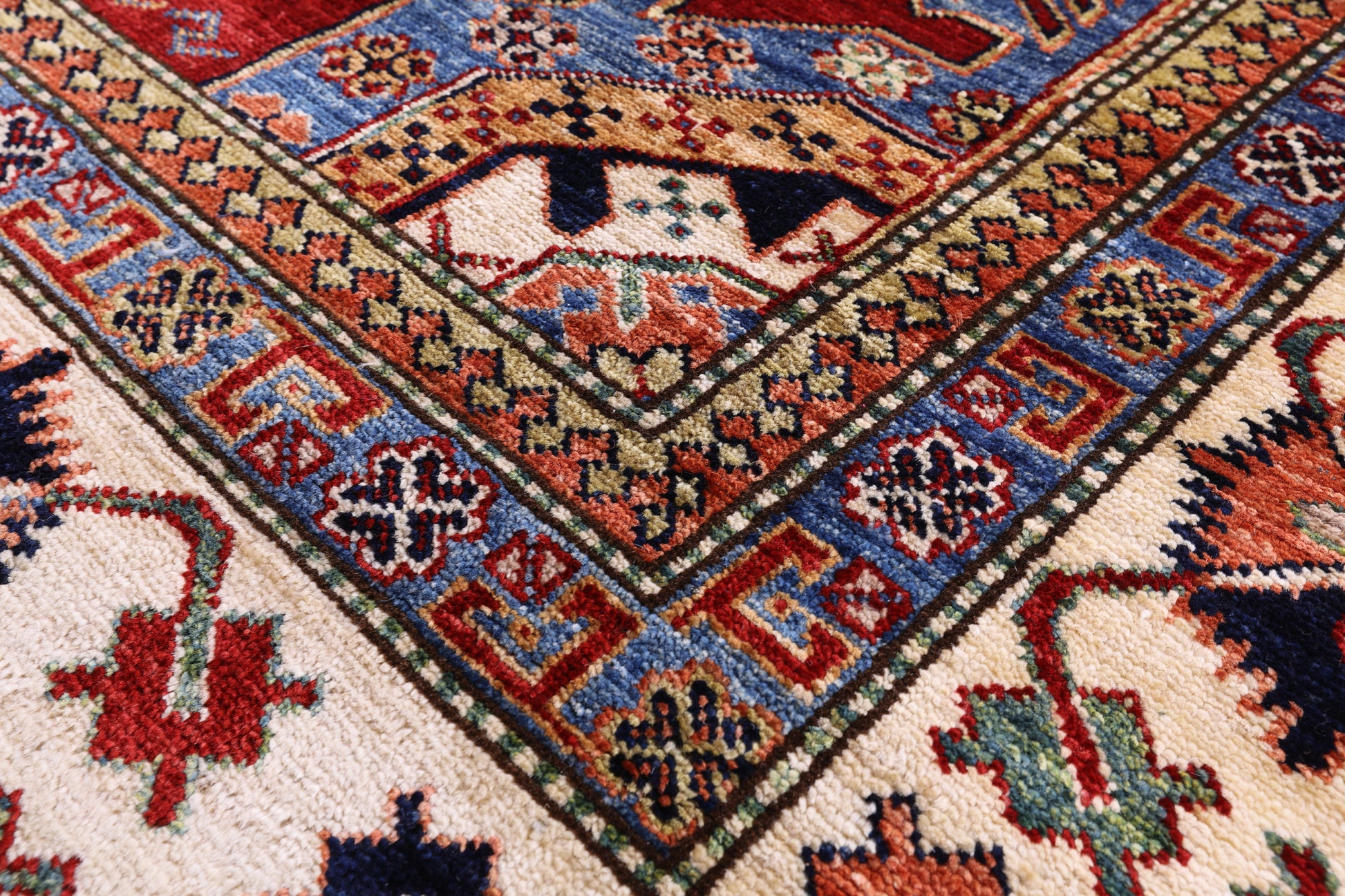Red Super Kazak Hand Knotted Wool Rug - 8' 1" X 10' 1" - Golden Nile
