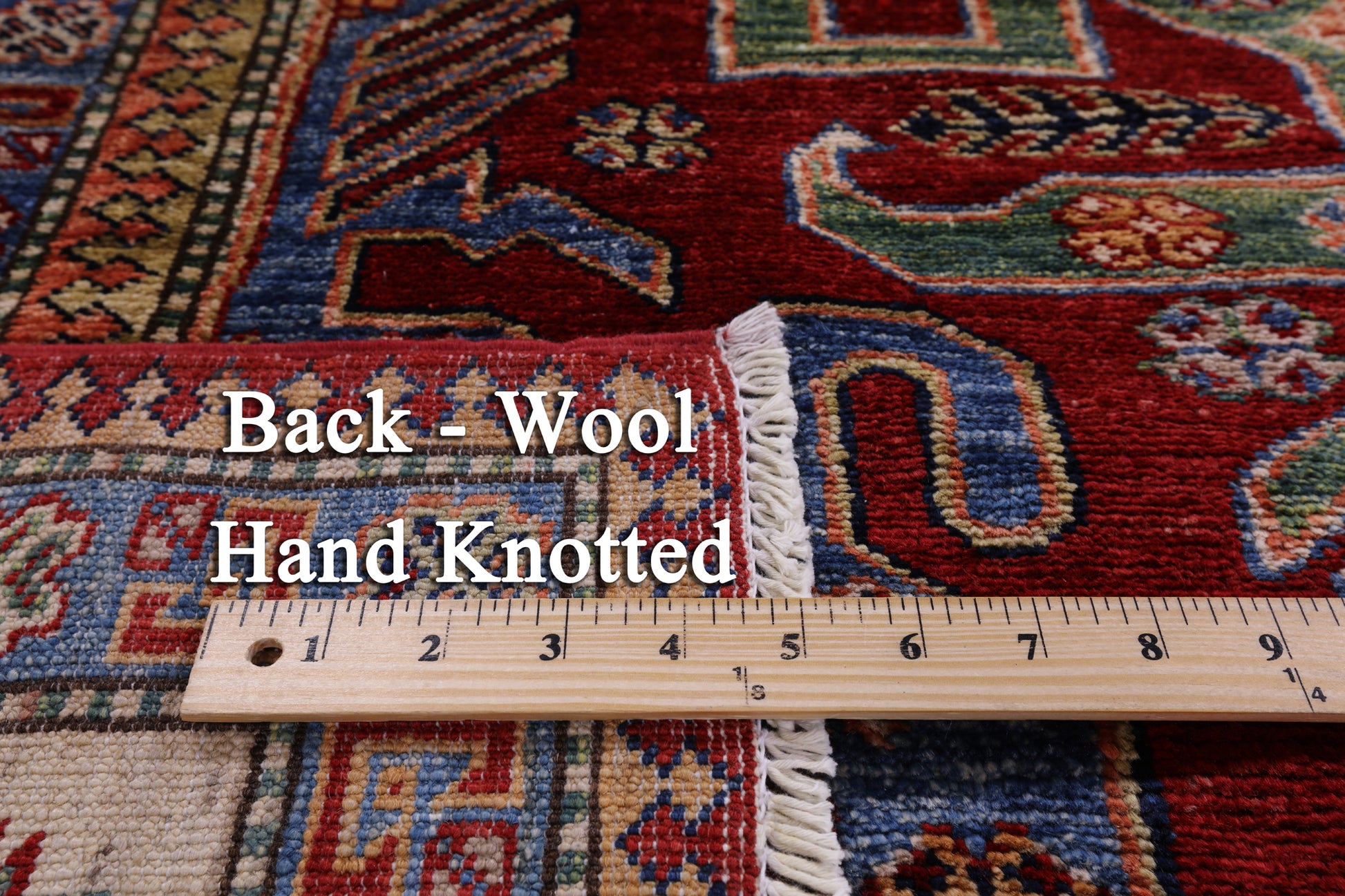 Red Super Kazak Hand Knotted Wool Rug - 8' 1" X 10' 1" - Golden Nile