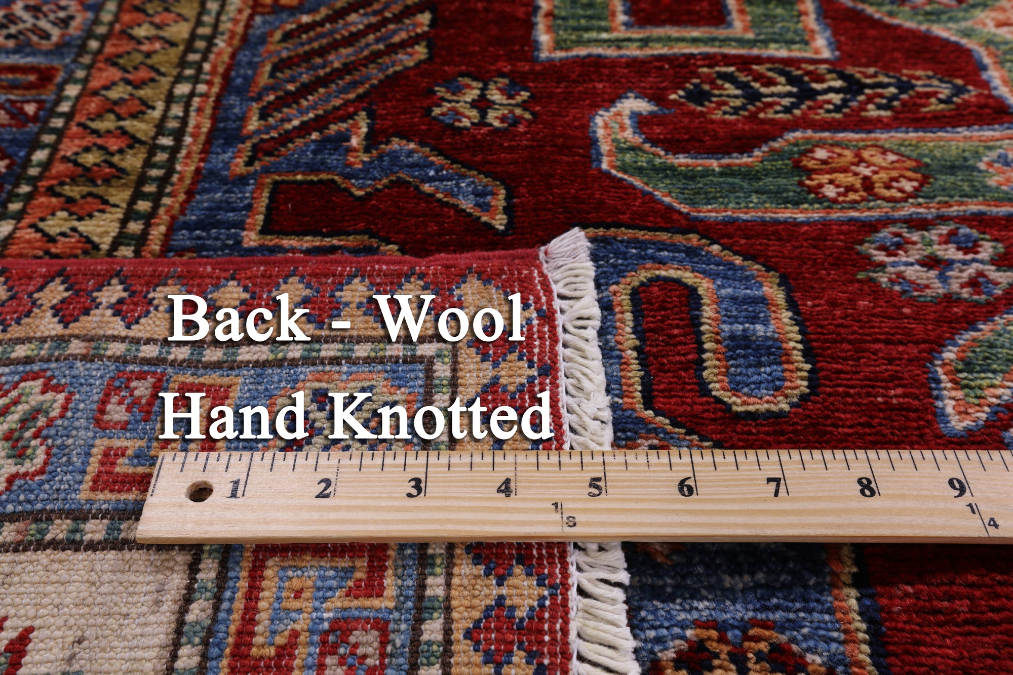 Red Super Kazak Hand Knotted Wool Rug - 8' 1" X 10' 1" - Golden Nile