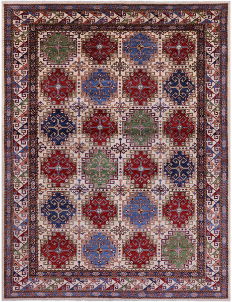 Super Kazak Hand Knotted Wool Rug - 8' 1" X 10' 3" - Golden Nile