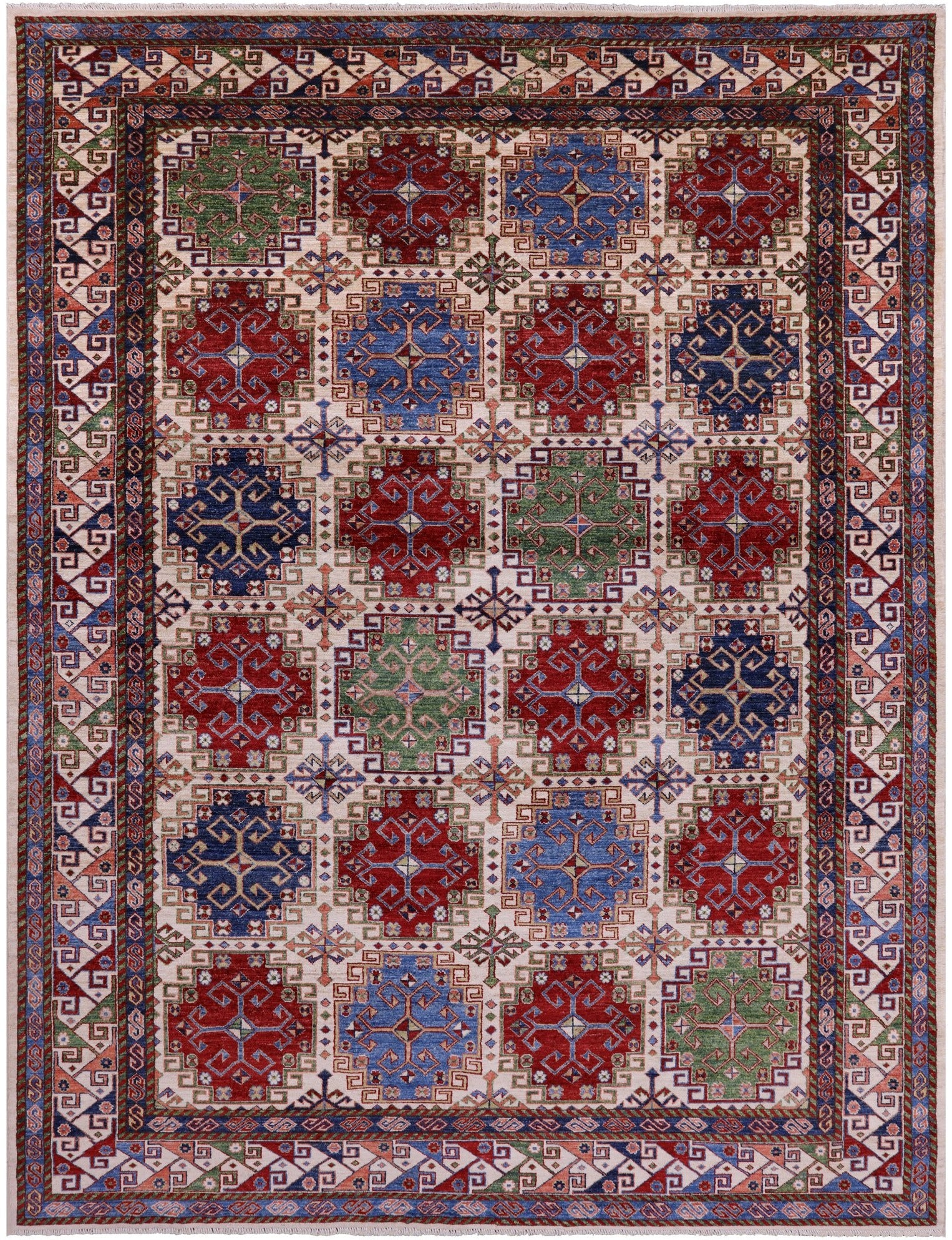 Super Kazak Hand Knotted Wool Rug - 8' 1" X 10' 3" - Golden Nile