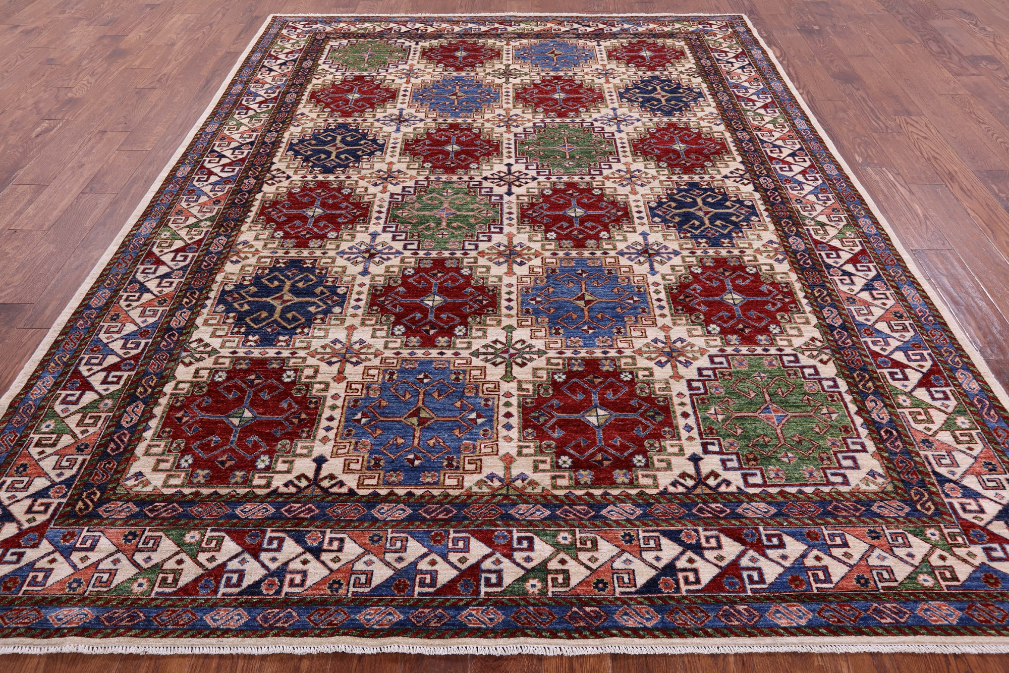 Super Kazak Hand Knotted Wool Rug - 8' 1" X 10' 3" - Golden Nile