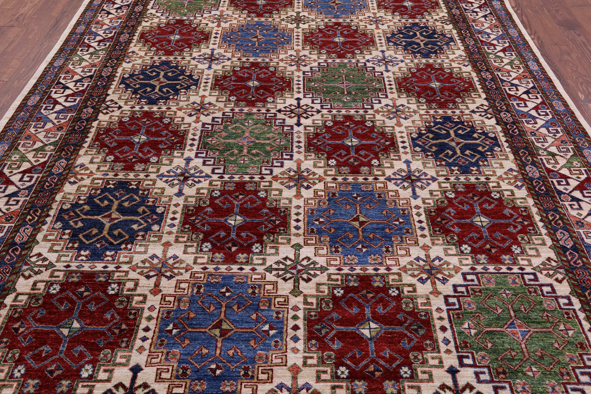 Super Kazak Hand Knotted Wool Rug - 8' 1" X 10' 3" - Golden Nile