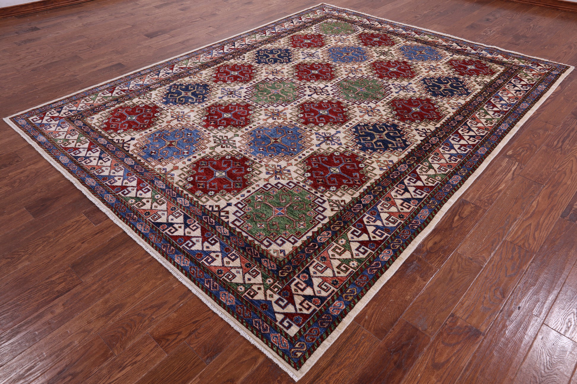 Super Kazak Hand Knotted Wool Rug - 8' 1" X 10' 3" - Golden Nile