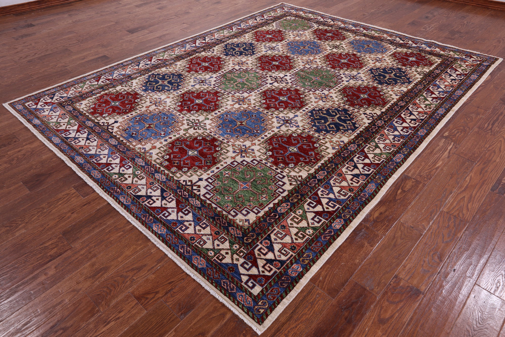 Super Kazak Hand Knotted Wool Rug - 8' 1" X 10' 3" - Golden Nile