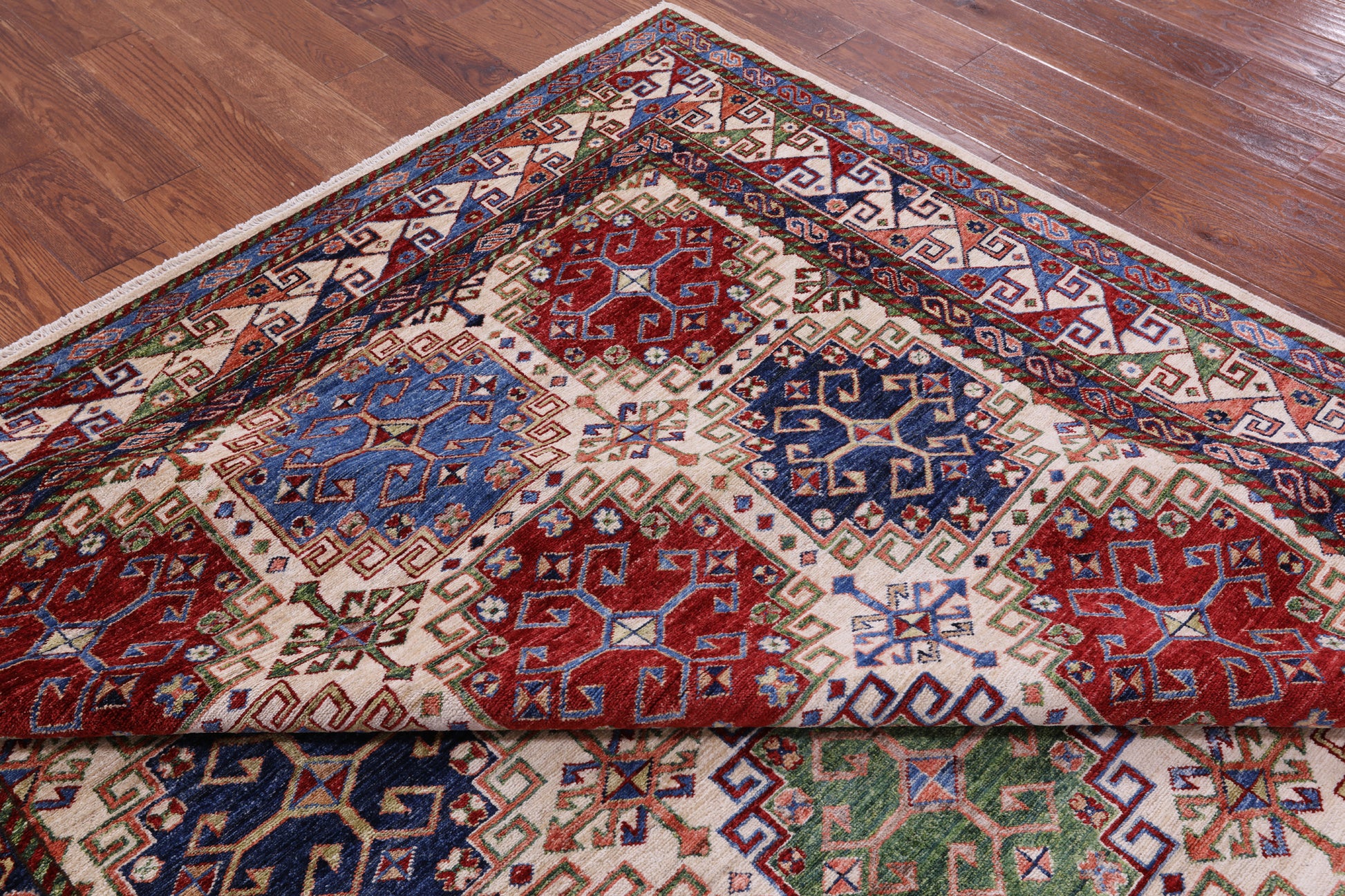 Super Kazak Hand Knotted Wool Rug - 8' 1" X 10' 3" - Golden Nile