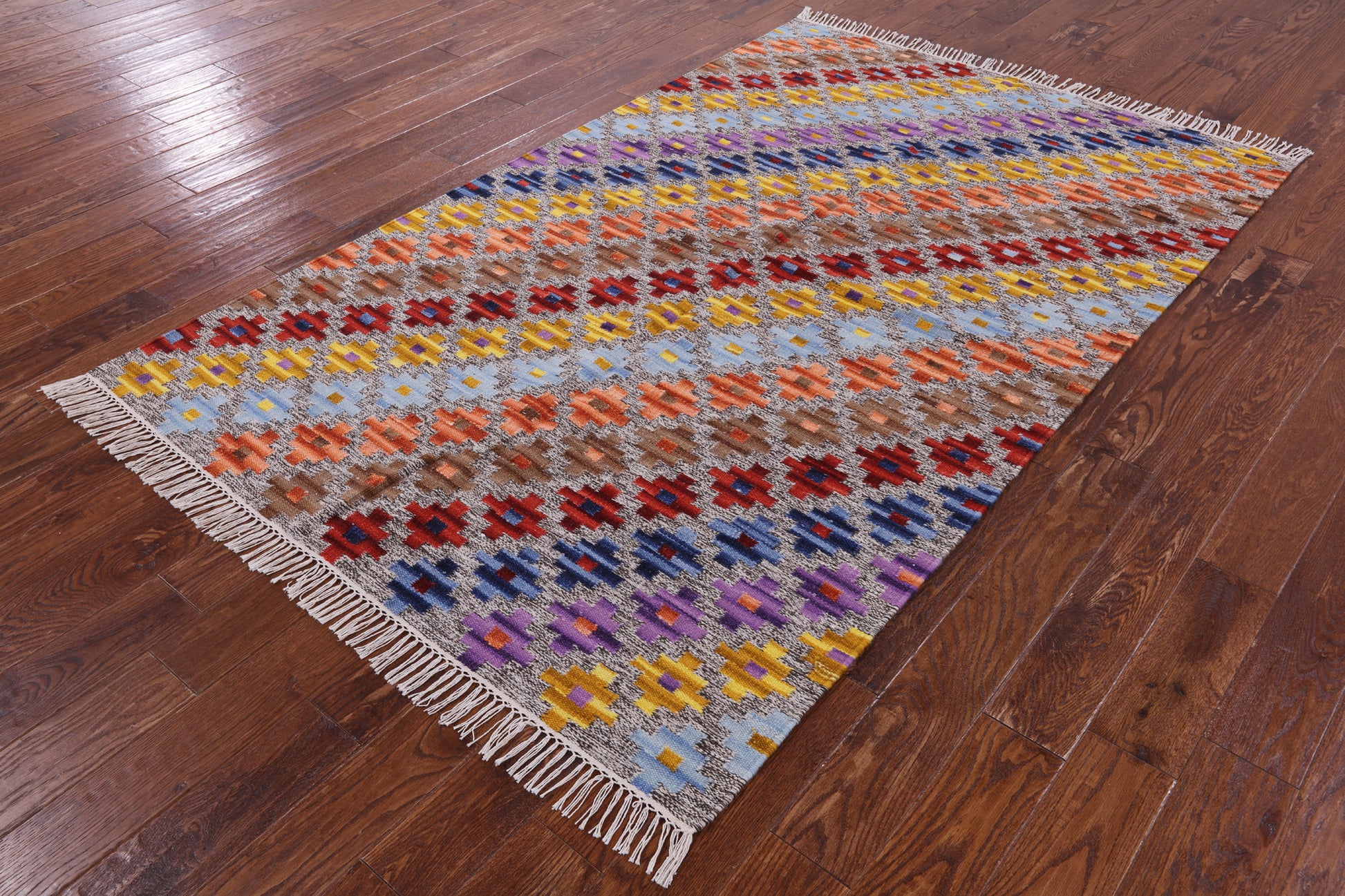 Reversible Kilim Flat Weave Wool Rug - 5' 0" X 8' 0" - Golden Nile