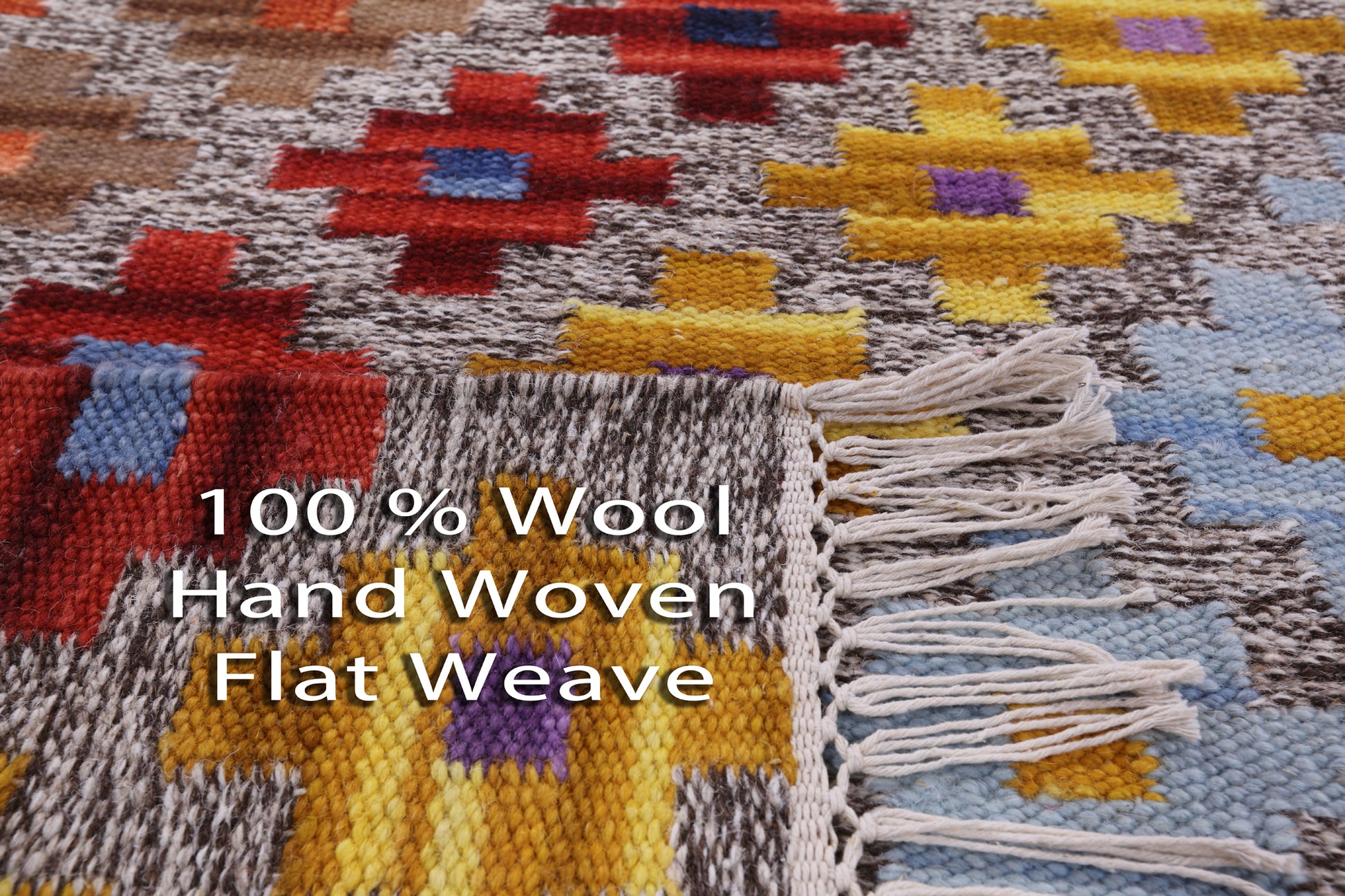 Reversible Kilim Flat Weave Wool Rug - 5' 0" X 8' 0" - Golden Nile