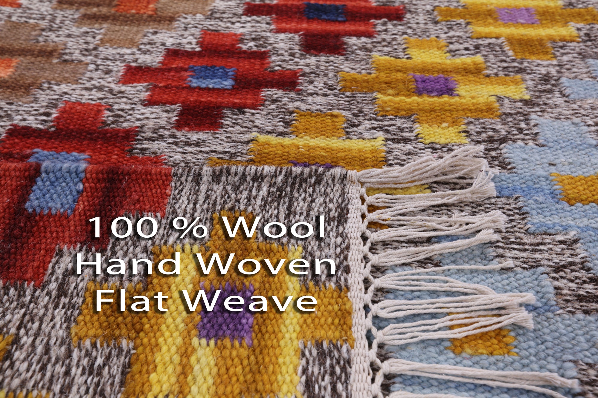 Reversible Kilim Flat Weave Wool Rug - 5' 0" X 8' 0" - Golden Nile
