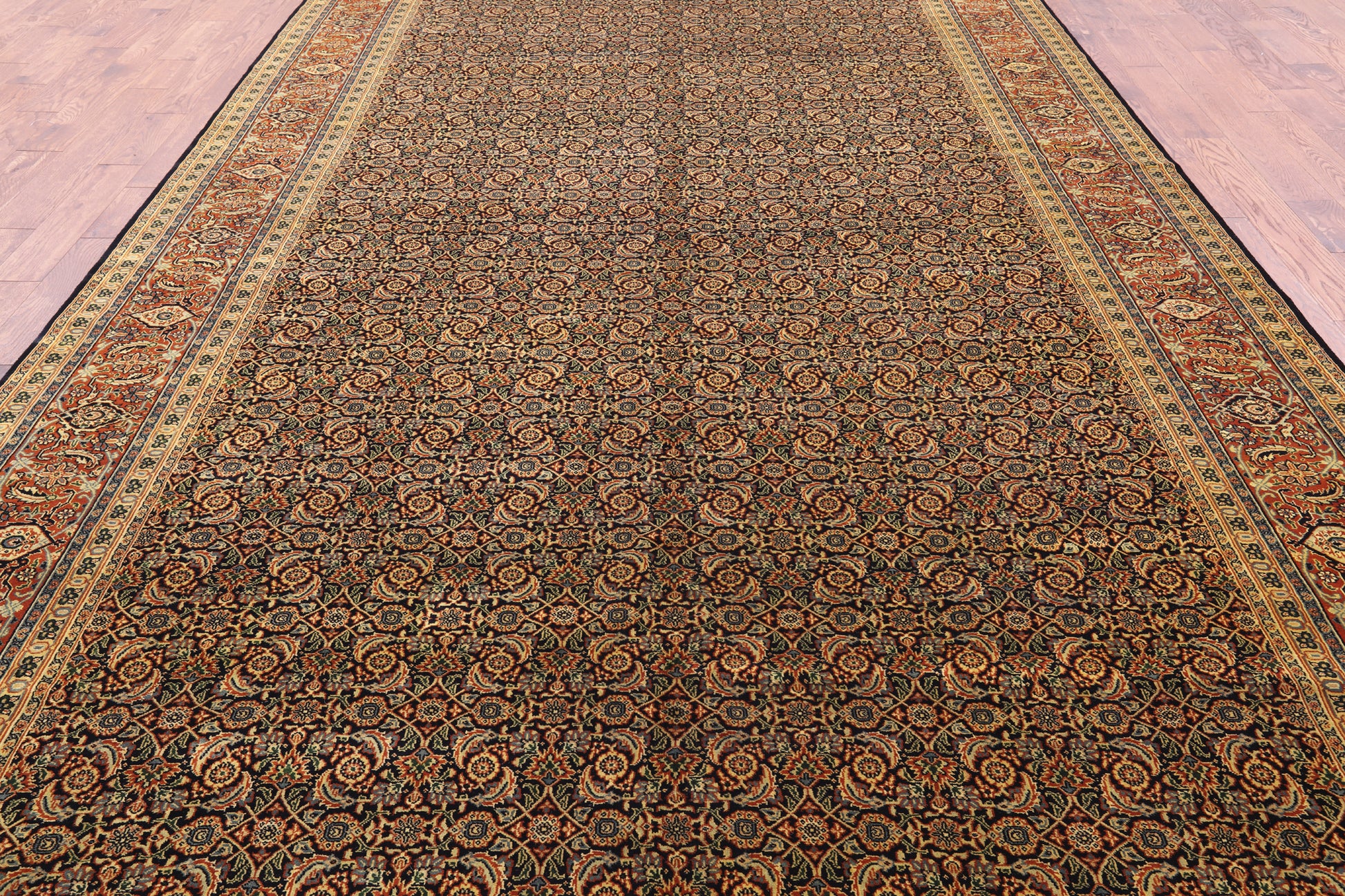 Persian Hill Herati Handmade Wool Rug - 9' 1" X 16' 2" - Golden Nile