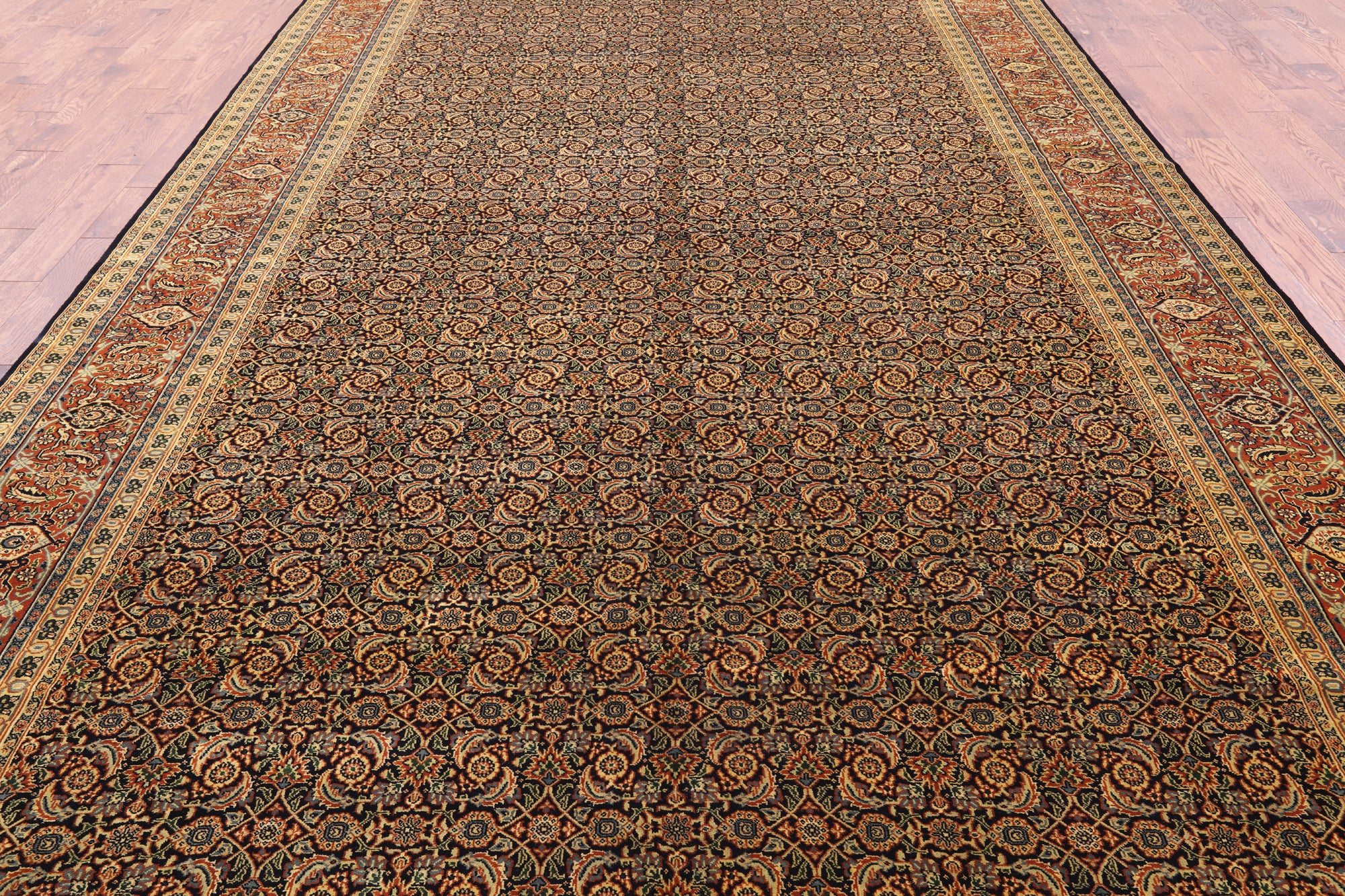 Persian Hill Herati Handmade Wool Rug - 9' 1" X 16' 2" - Golden Nile