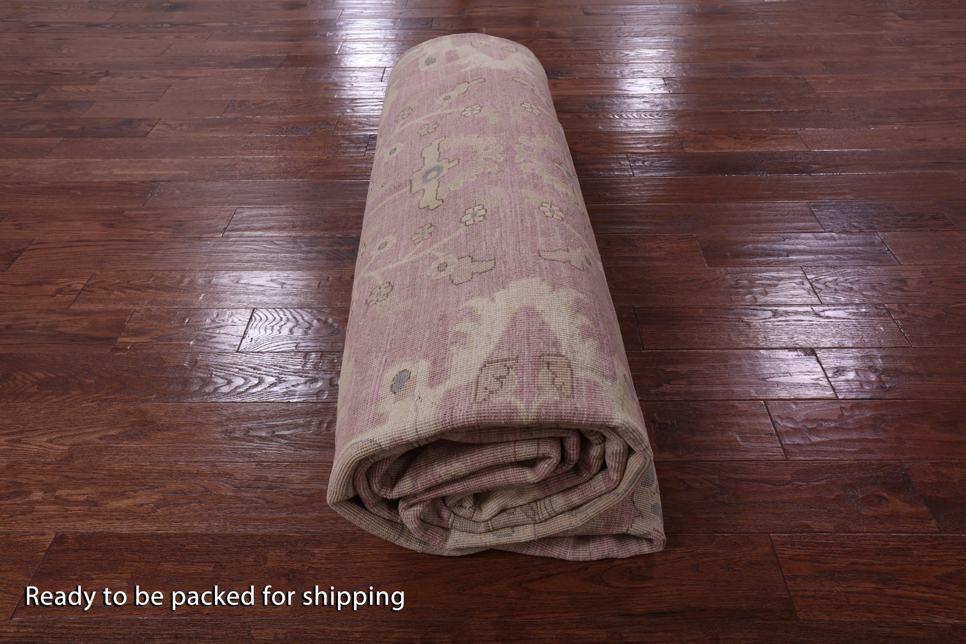 Pink Peshawar Handmade Wool Rug - 12' 0" X 14' 5" - Golden Nile