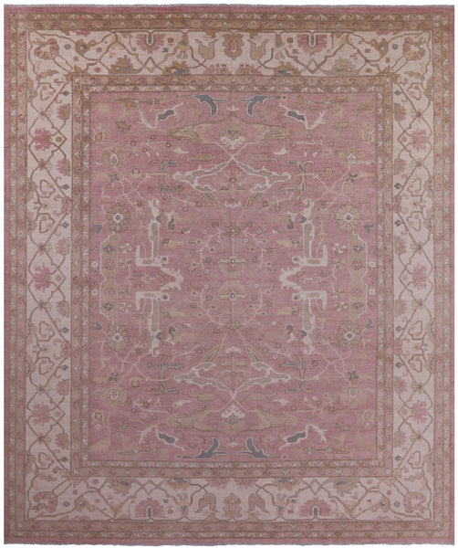 Pink Peshawar Handmade Wool Rug - 12' 0" X 14' 5" - Golden Nile