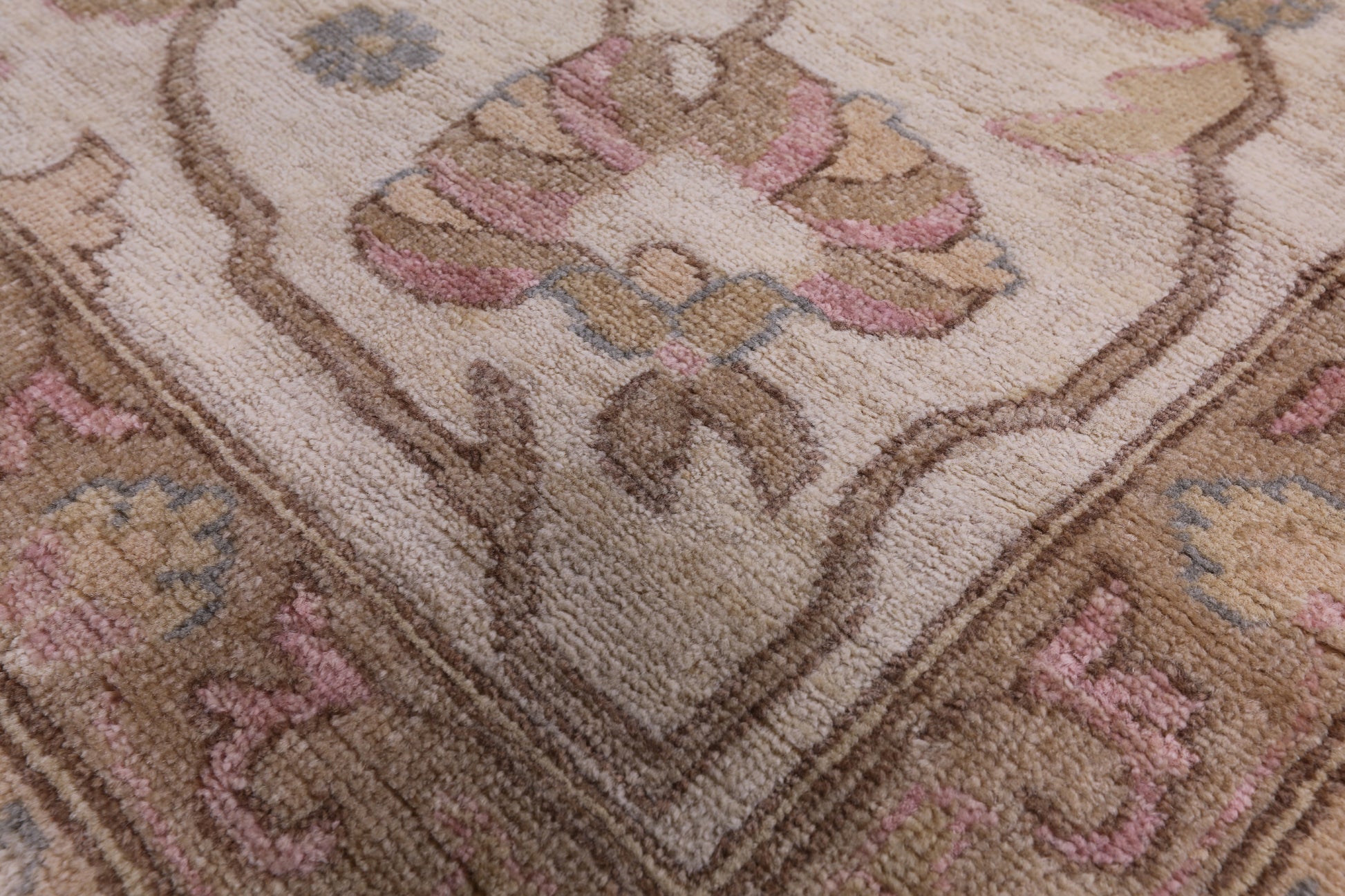 Pink Peshawar Handmade Wool Rug - 12' 0" X 14' 5" - Golden Nile