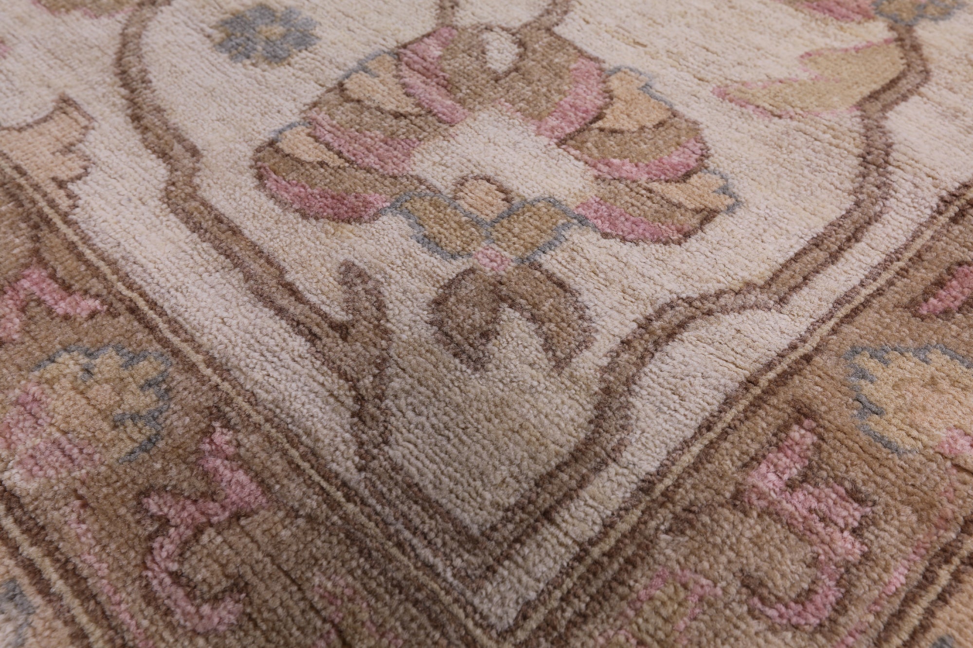 Pink Peshawar Handmade Wool Rug - 12' 0" X 14' 5" - Golden Nile