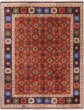 Red Signed Persian Varamin Hand Knotted Wool Rug - 10' 10" X 13' 10" - Golden Nile