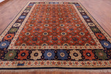 Red Signed Persian Varamin Hand Knotted Wool Rug - 10' 10" X 13' 10" - Golden Nile