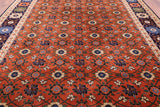 Red Signed Persian Varamin Hand Knotted Wool Rug - 10' 10" X 13' 10" - Golden Nile