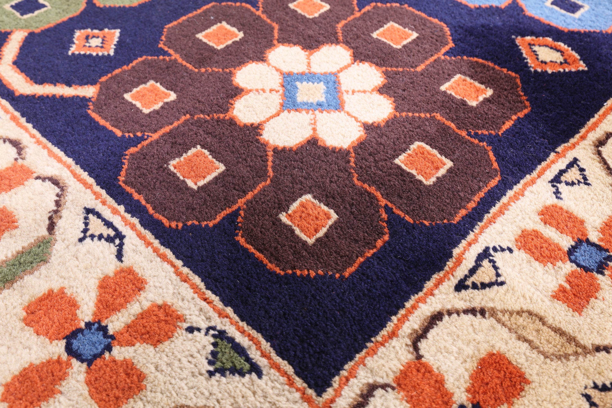 Red Signed Persian Varamin Hand Knotted Wool Rug - 10' 10" X 13' 10" - Golden Nile