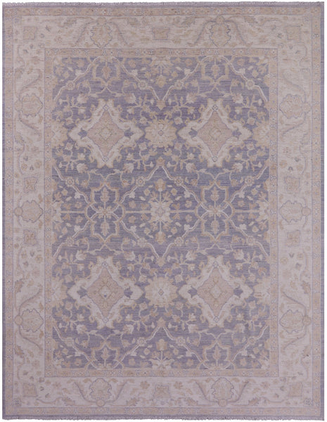 Grey Peshawar Hand Knotted Wool Rug - 7' 10" X 9' 9" - Golden Nile