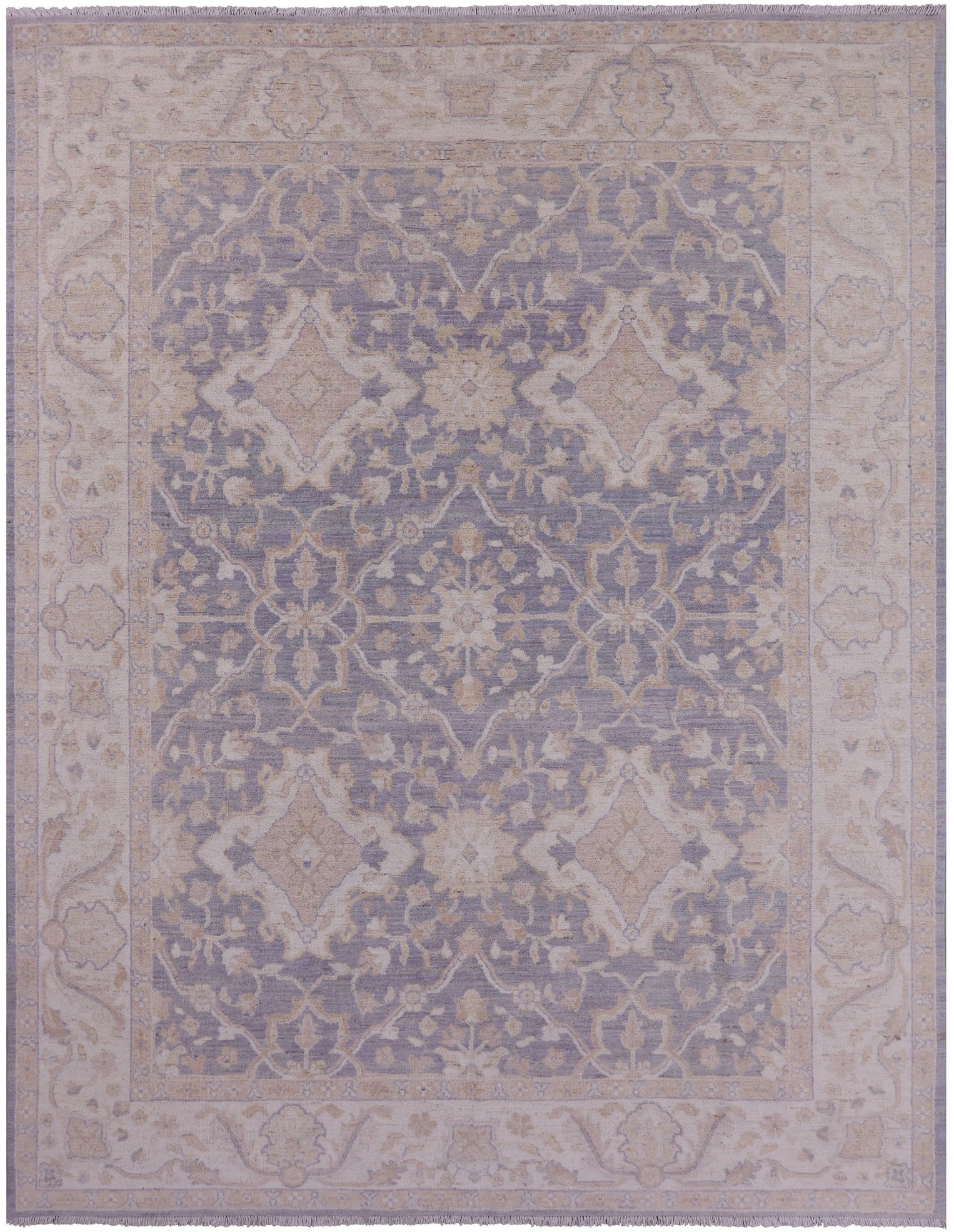 Grey Peshawar Hand Knotted Wool Rug - 7' 10" X 9' 9" - Golden Nile