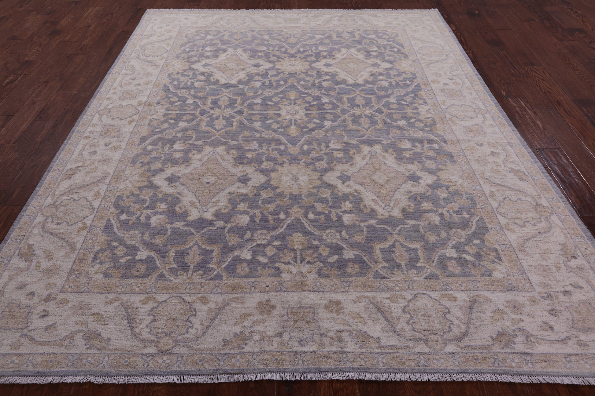 Grey Peshawar Hand Knotted Wool Rug - 7' 10" X 9' 9" - Golden Nile