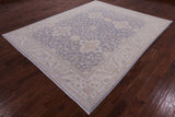 Grey Peshawar Hand Knotted Wool Rug - 7' 10" X 9' 9" - Golden Nile