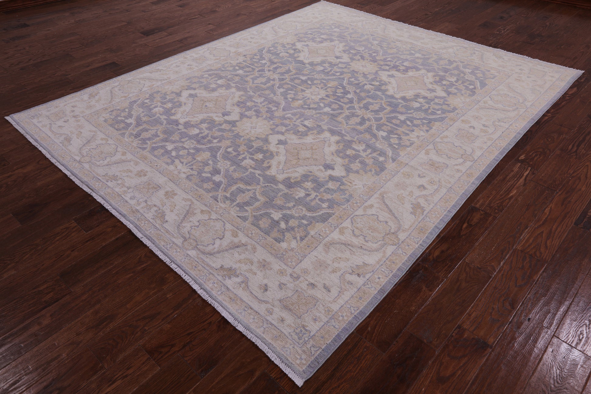 Grey Peshawar Hand Knotted Wool Rug - 7' 10" X 9' 9" - Golden Nile