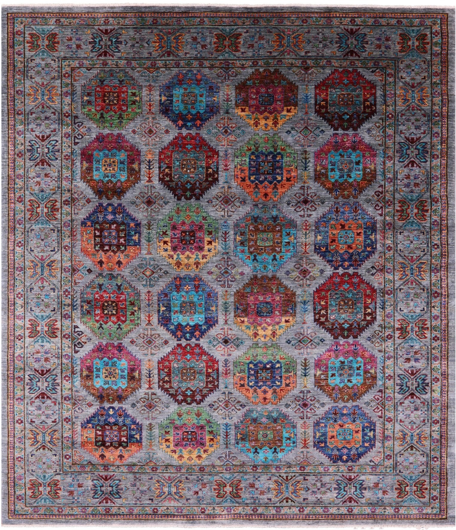 Turkmen Ersari Hand Knotted Wool Rug - 8' 2" X 9' 7" - Golden Nile