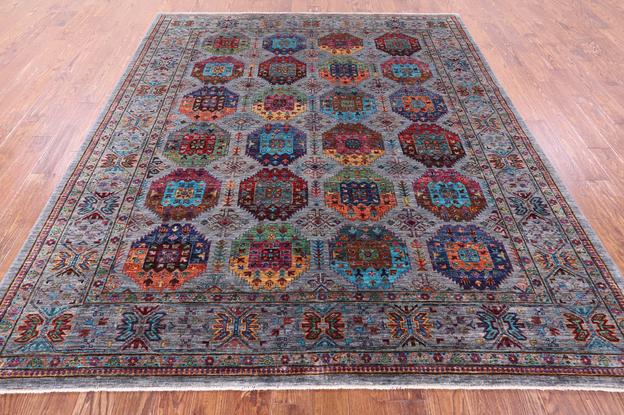 Turkmen Ersari Hand Knotted Wool Rug - 8' 2" X 9' 7" - Golden Nile