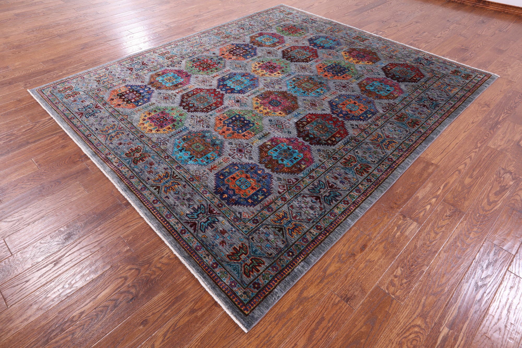 Turkmen Ersari Hand Knotted Wool Rug - 8' 2" X 9' 7" - Golden Nile