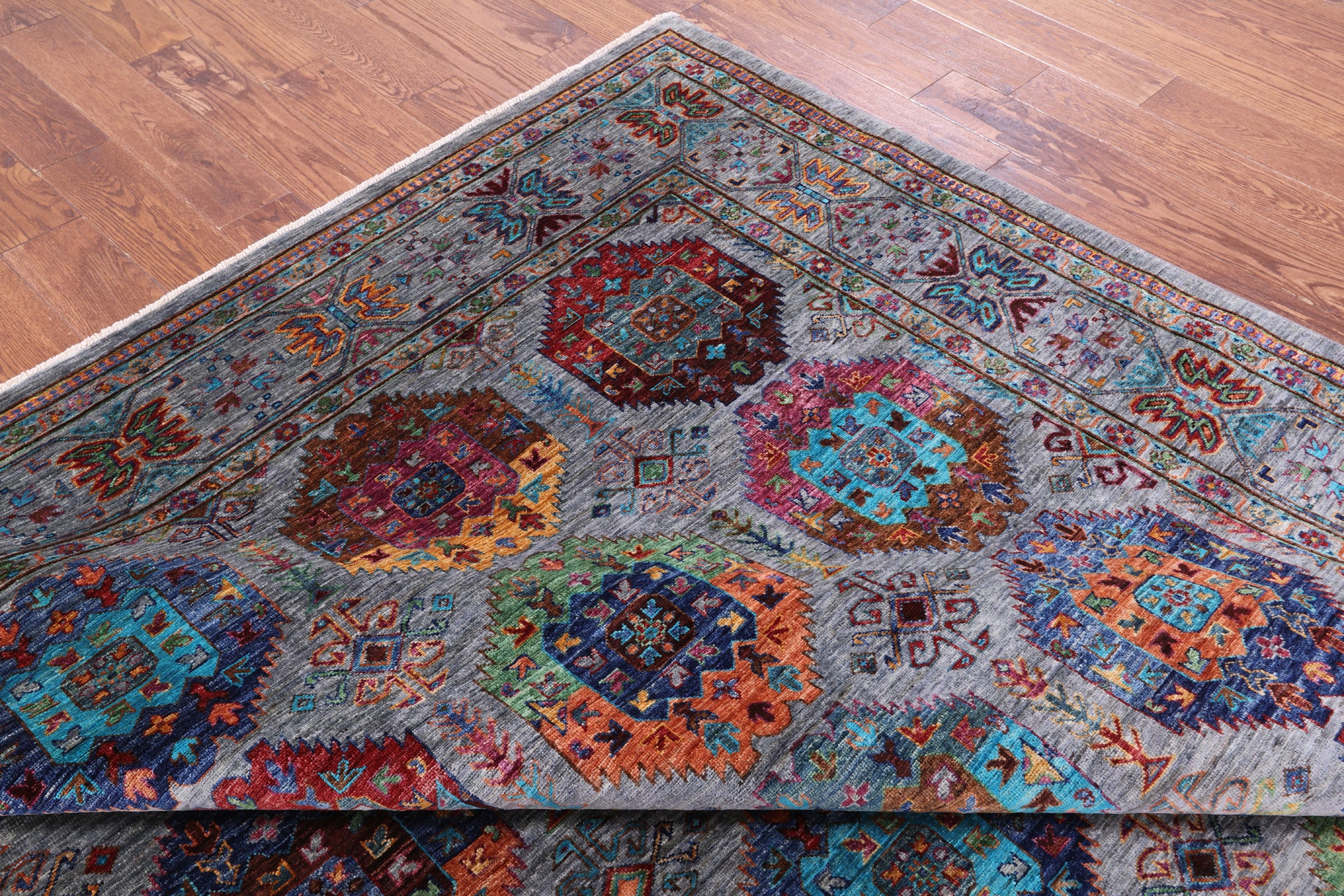 Turkmen Ersari Hand Knotted Wool Rug - 8' 2" X 9' 7" - Golden Nile