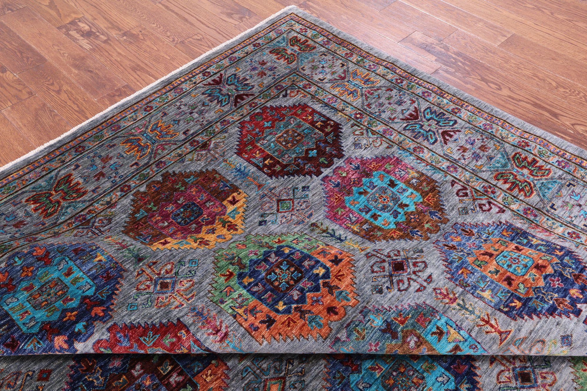Turkmen Ersari Hand Knotted Wool Rug - 8' 2" X 9' 7" - Golden Nile