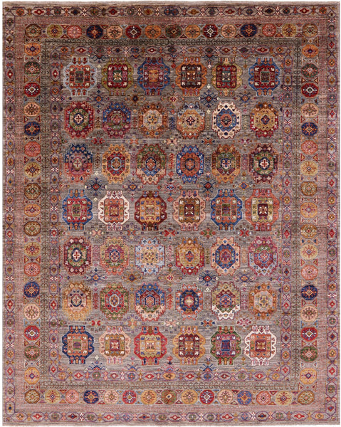Turkmen Ersari Handmade Wool Rug - 7' 11" X 9' 11" - Golden Nile