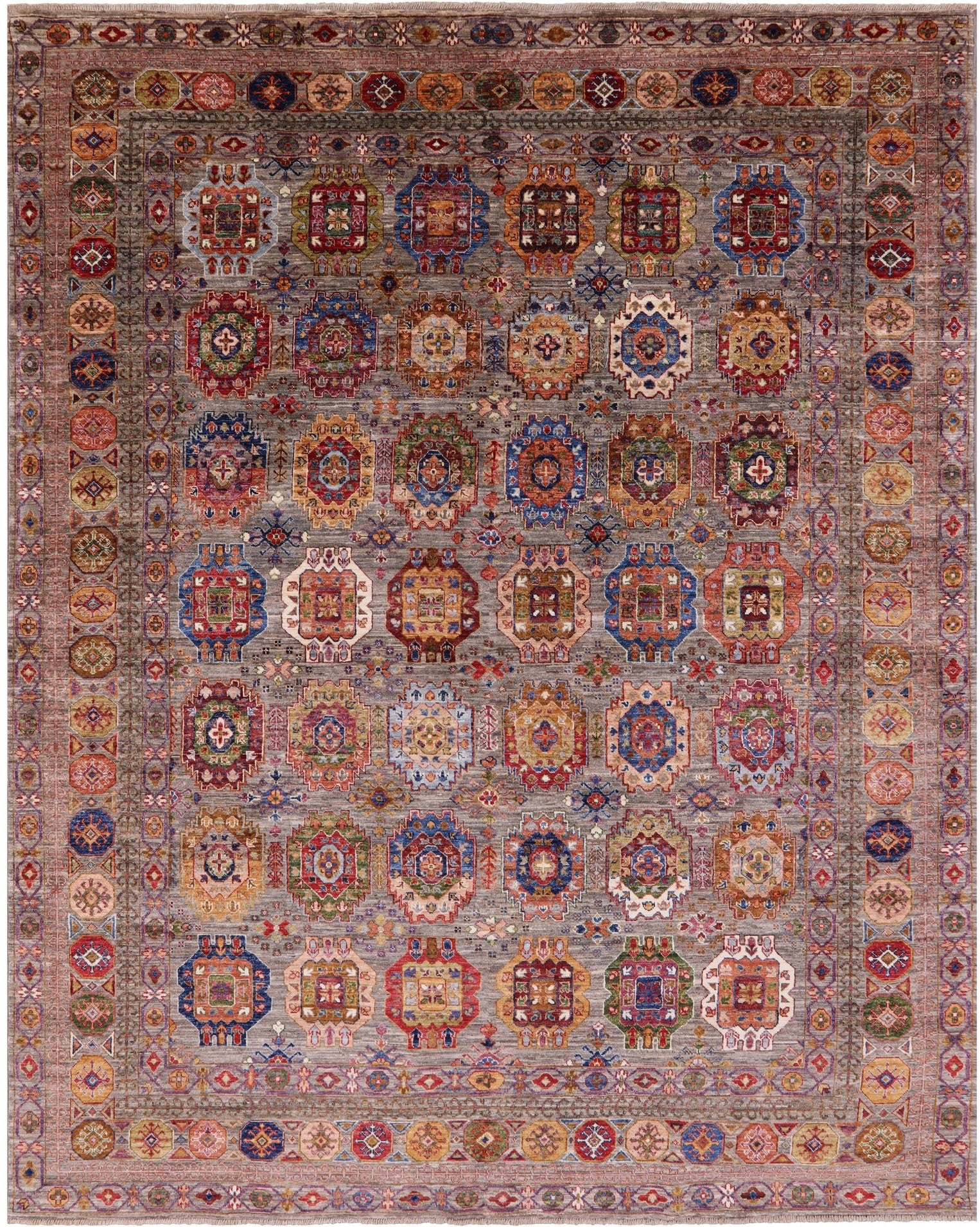 Turkmen Ersari Handmade Wool Rug - 7' 11" X 9' 11" - Golden Nile