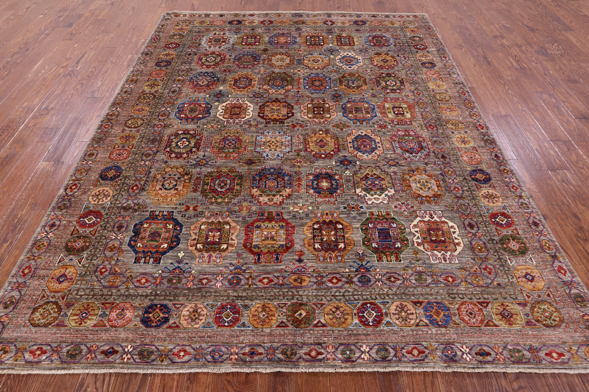 Turkmen Ersari Handmade Wool Rug - 7' 11" X 9' 11" - Golden Nile
