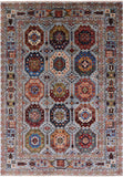 Blue Turkmen Ersari Hand Knotted Wool Rug - 5' 8" X 7' 10" - Golden Nile