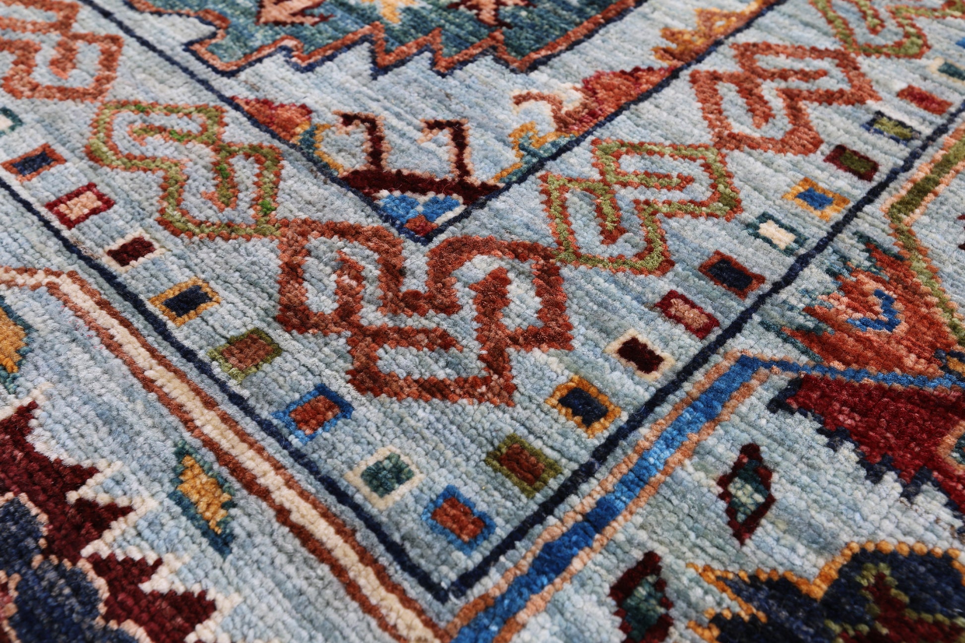 Blue Turkmen Ersari Hand Knotted Wool Rug - 5' 8" X 7' 10" - Golden Nile