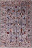 Grey Peshawar Hand Knotted Wool Rug - 6' 0" X 9' 0" - Golden Nile