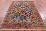 Super Kazak Hand Knotted Wool Rug - 5' 10" X 7' 10" - Golden Nile