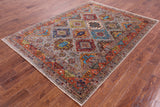 Super Kazak Hand Knotted Wool Rug - 5' 10" X 7' 10" - Golden Nile