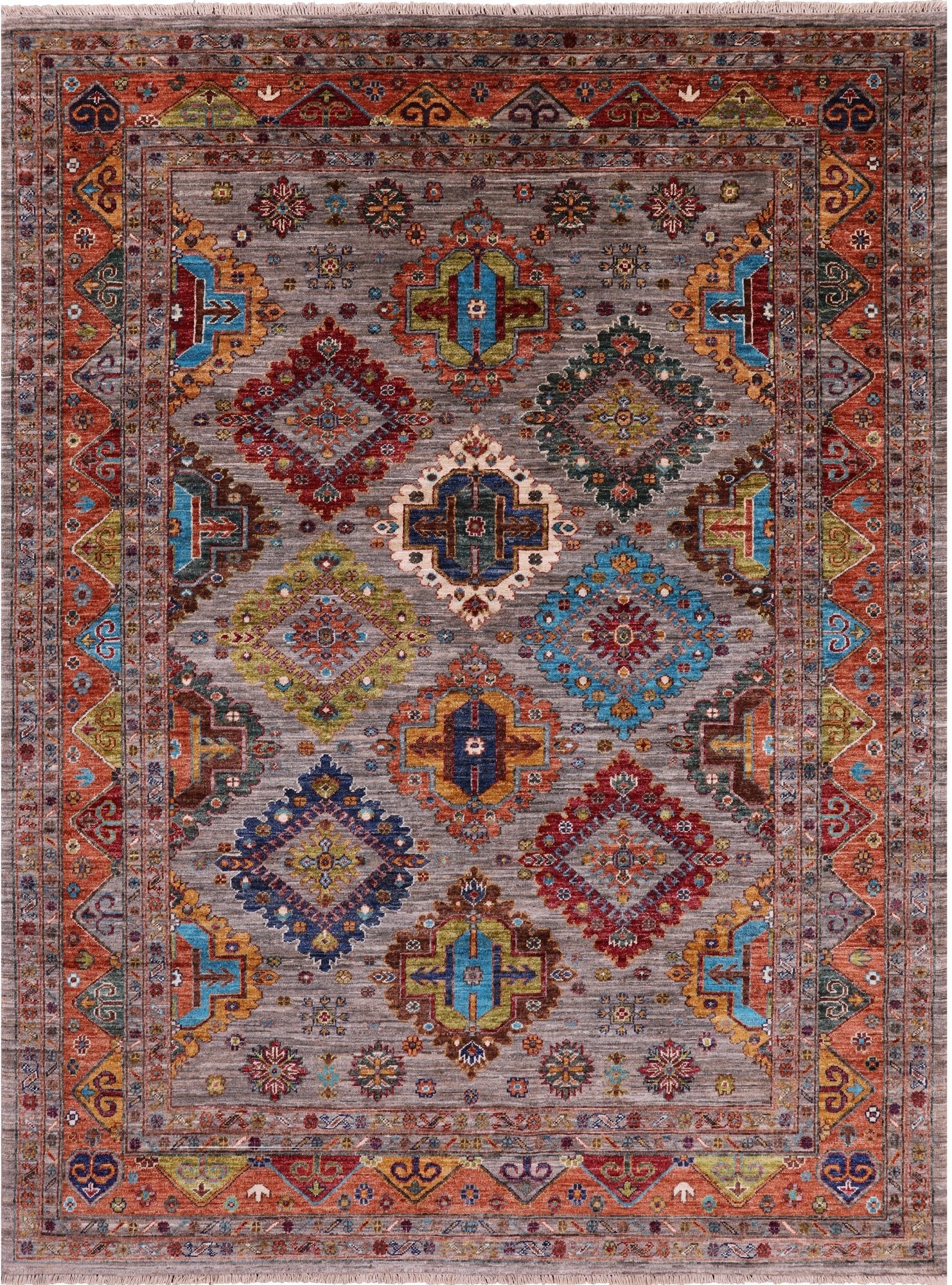 Super Kazak Hand Knotted Wool Rug - 5' 10" X 7' 10" - Golden Nile
