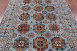 Blue Turkmen Ersari Handmade Wool Rug - 5' 8" X 8' 1" - Golden Nile
