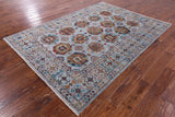 Blue Turkmen Ersari Handmade Wool Rug - 5' 8" X 8' 1" - Golden Nile