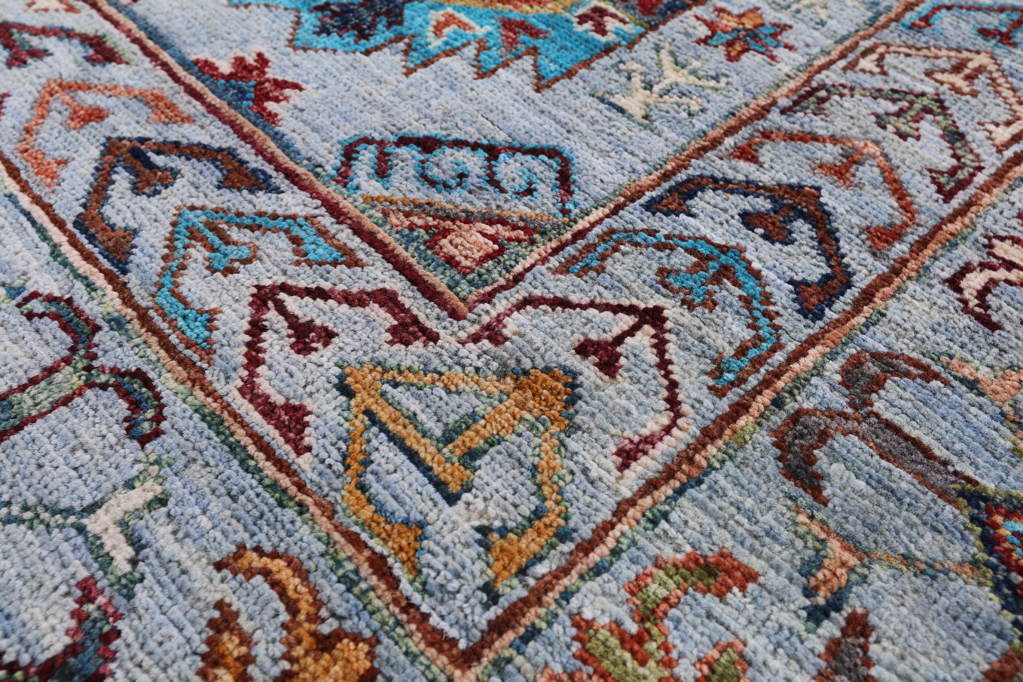 Blue Turkmen Ersari Handmade Wool Rug - 5' 8" X 8' 1" - Golden Nile