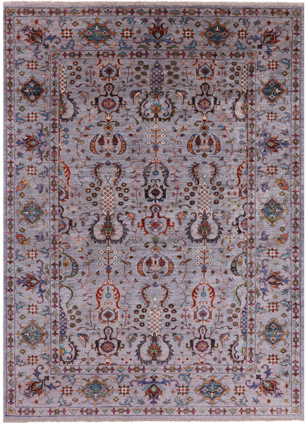 Grey Peshawar Handmade Wool Rug - 5' 8" X 7' 10" - Golden Nile