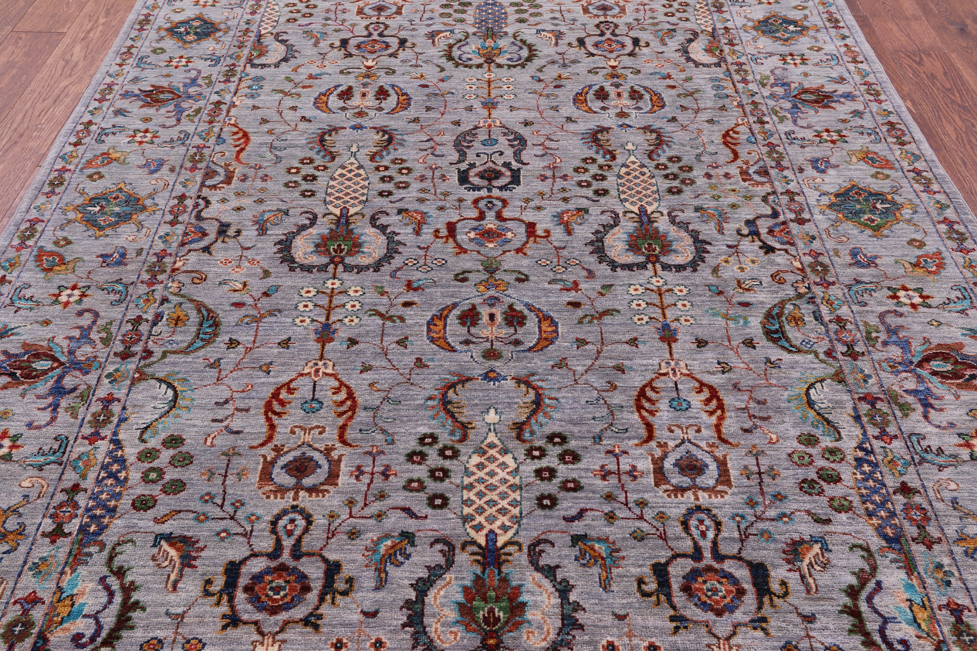Grey Peshawar Handmade Wool Rug - 5' 8" X 7' 10" - Golden Nile