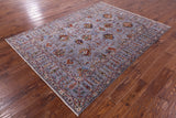 Grey Peshawar Hand Knotted Wool Rug - 5' 8" X 7' 9" - Golden Nile