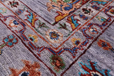 Grey Peshawar Hand Knotted Wool Rug - 5' 8" X 7' 9" - Golden Nile